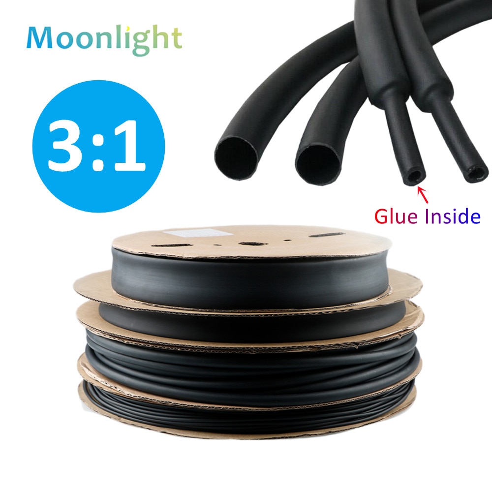 1/5/10/50M 3:1 Heat Shrink Tube With Double Wall Glue Tube Diameter 1.6/2.4/3.2/4.8/6.4/7.9/9.5/12.7/15.4/19.1/25.4/30/39/50mm