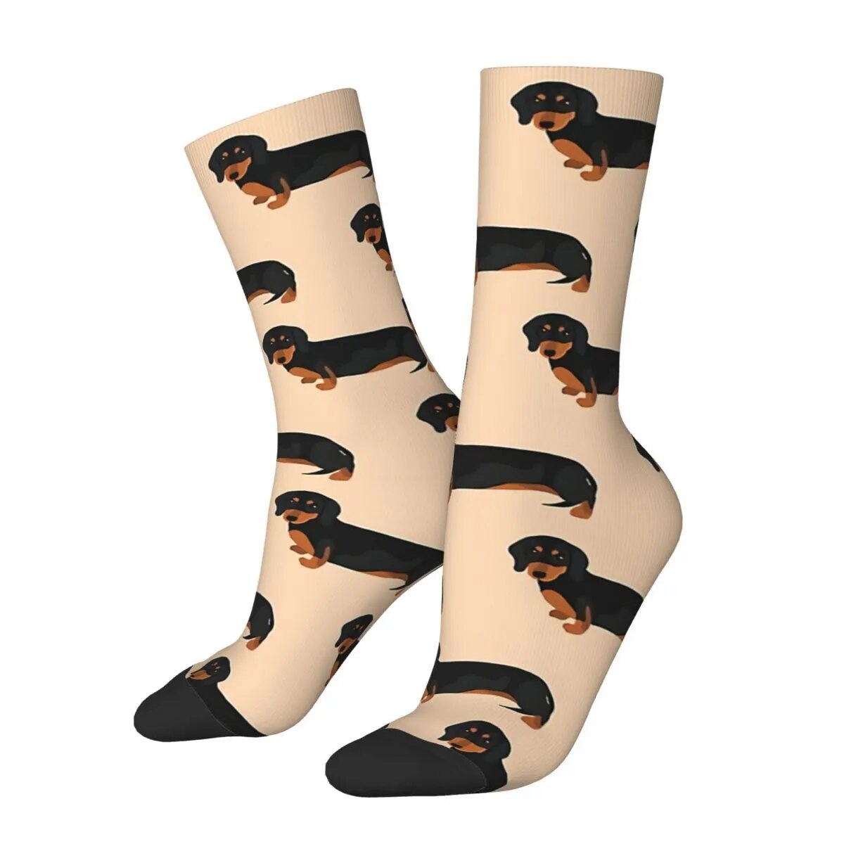 Black Dog Dachshund Socks Travel 3D Print Boy Girls Mid-calf Sock