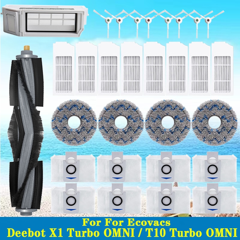 For Ecovacs Deebot X1 OMNI T10 TURBO Vacuum Cleaner Robot Filter Side Brush Cleaning Cloth Spare Parts Dust Box Accessories