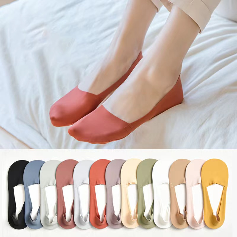 4 Pairs Women Socks High Quality Matching Casual Socks Summer Thin Cotton Bottom Non-slip Invisible Low Short Socks Breathable