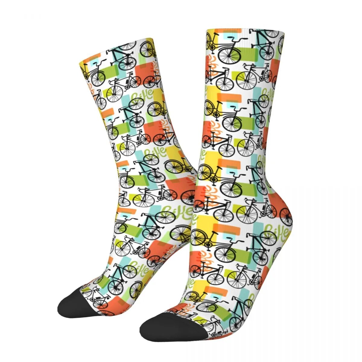 Crew Socks Biking Lifestyle Bike Cycling Merch for Male Cozy Printed Socks All Seasons Best Gifts Idea