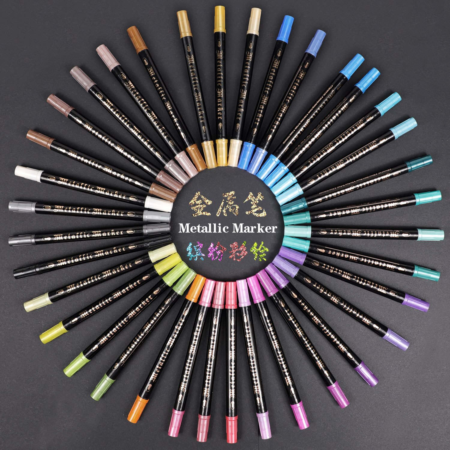 Double-Headed 36 Colors Metal Marker DIY Hand-painted Graffiti Marker Erasable Paint Pen Handwriting For Metal, Glass, Paper