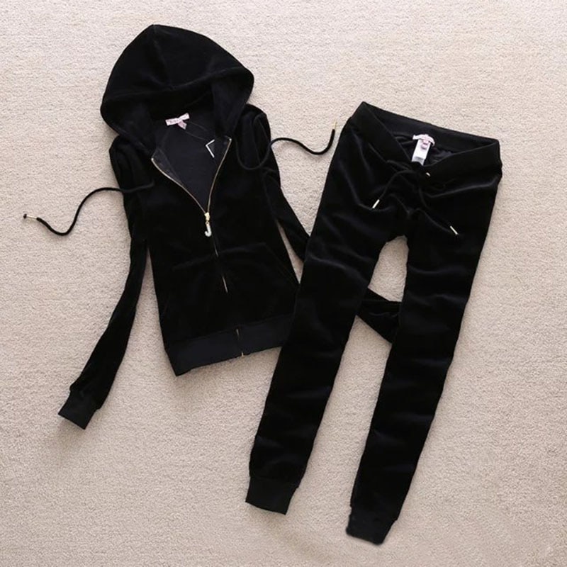 Brand Velvet 2023 Women's Fabric Tracksuits Velor Suit Women Tracksuit Hoodies And Pants Sapphire