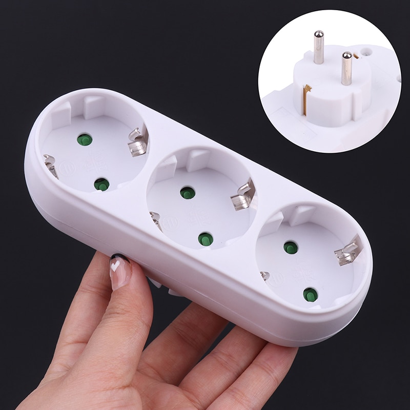 EU Extend Socket 16A 250V 4.8mm 2 Pin European Standard Expansion Socket Power Extension Plug Converter