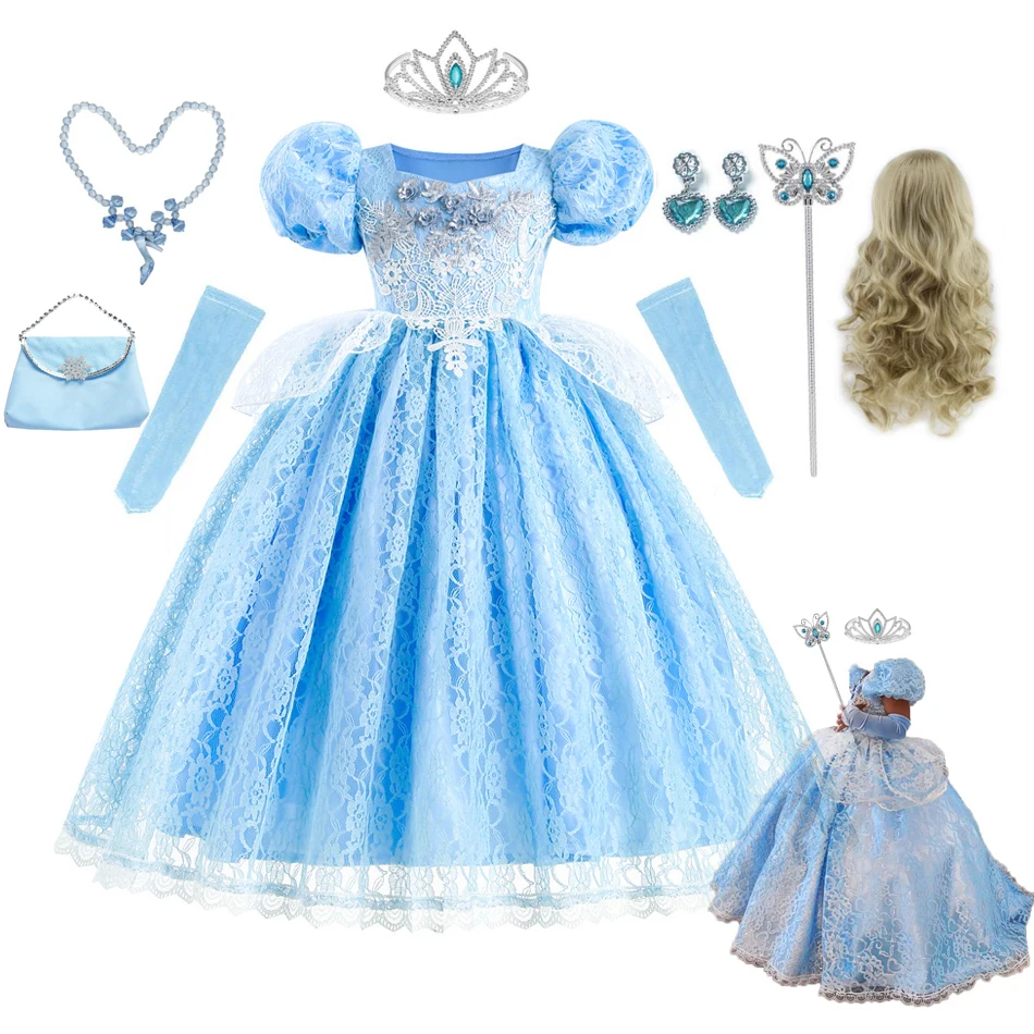 Cinderella Dress For Girls Kids Party Cosplay Halloween Costumes Kids Birthday Princess Dress Up Clothes