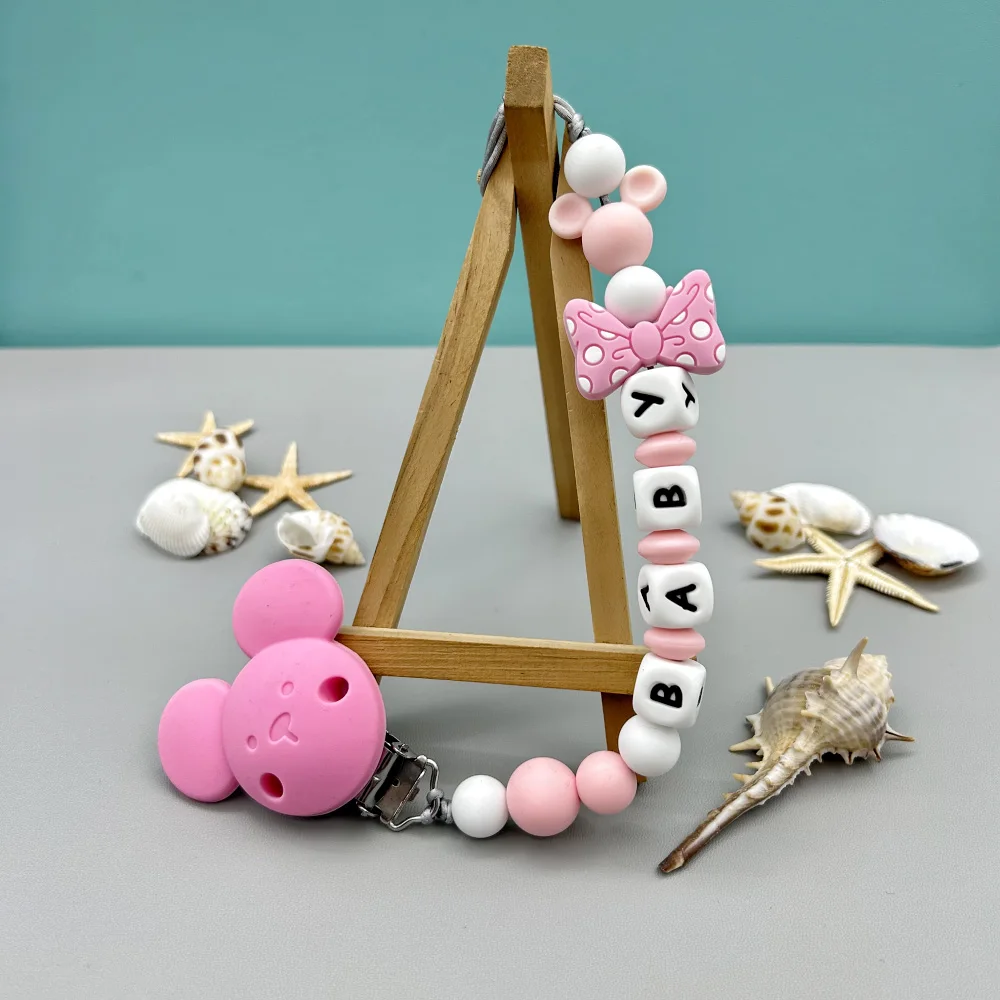 Personalized Letters Name Baby Silicone Cartoon Pacifier Clips Chains Teether Pendants Baby Pacifier Kawaii Teether Toy Gifts