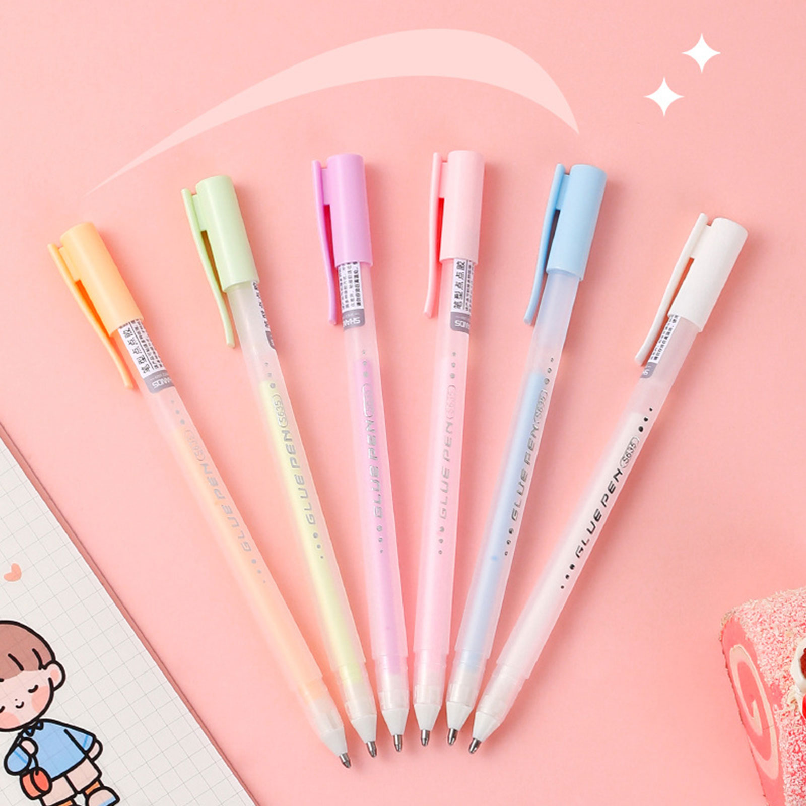 6pcs Craft Fabric Liquid Adhesive Glue Pens Multifunctional Resin Scrapbook Dotting Glue Sticks Quick Dry Students Stationery Su