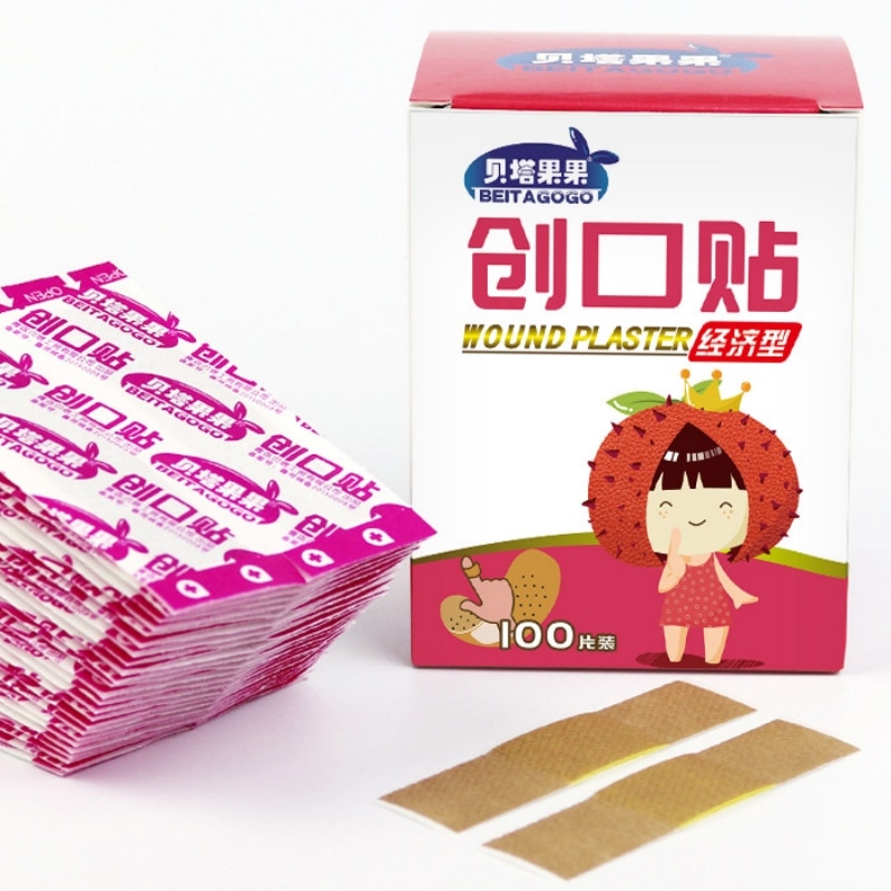 100pcs/set Bandage Emergency First Aid Bandage Plaster Non-woven Fabric Waterproof Breathable Sterile Wound Paste Medic Band Aid