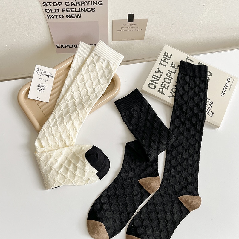 Fashion Cotton Stockings Women Patchwork High Knee Socks Female 2023 New Long Stocking Leg Calcetine Media