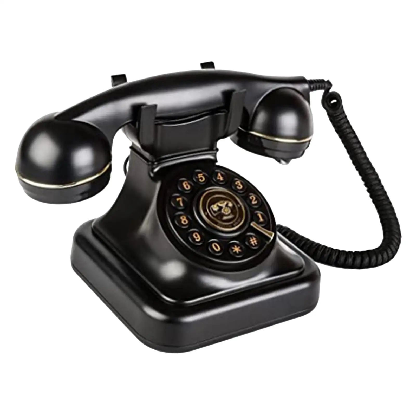 Corded Phone Old Fashioned Landline Phones Volume Adjustment Function with Mechanical Bell Button Dial for Home Decorations