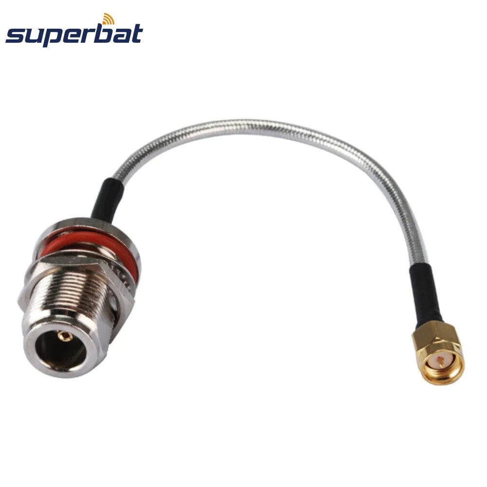 Superbat N Female Bulkhead O-ring to SMA Male Straight Pigtail Cable RG402 20cm for Wireless