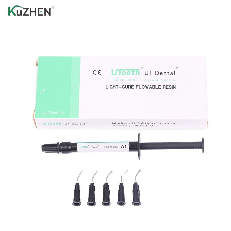 1Set Dental Light-Curable Flowable Resin Fluid Light Flow Curing Delivery Tips Flow Light Curing Resin Composite Oral A1 A2 A3