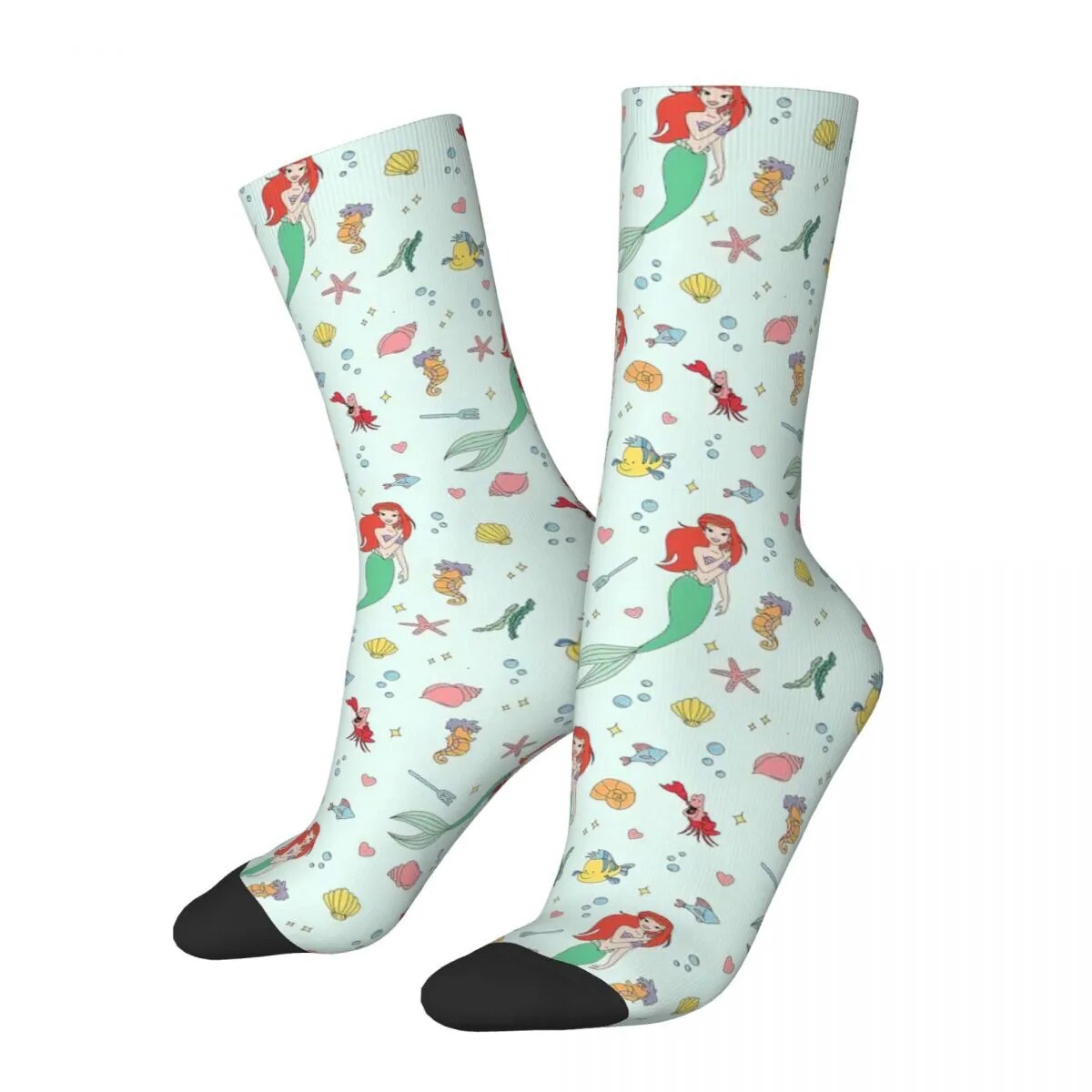 Male Men Socks Casual Disney The Little Mermaid Sock Ariel Princess Graphic Women's Stockings Spring Summer Autumn Winter
