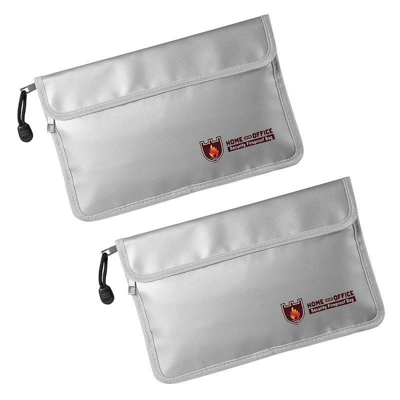 2X Fireproof Document Bag,Waterproof And Fireproof Money Bag With Zipper,Fireproof Safe Storage Pouch For Passport Ect.
