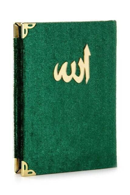 Economical Velvet Coated Yasin Book - Pocket Size - Green Color - Mevlut Gift