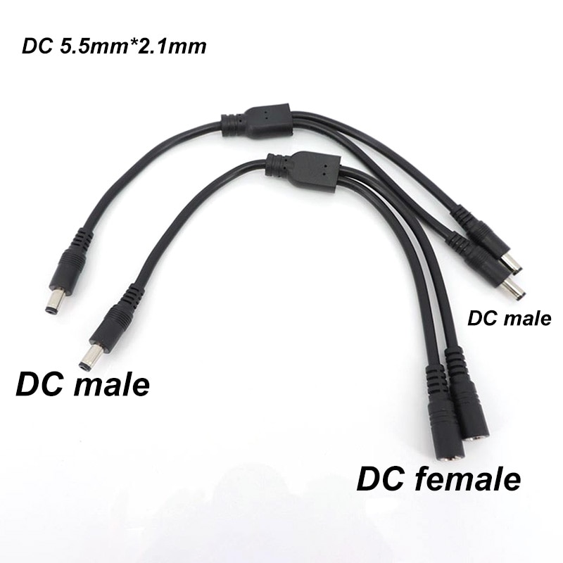 10A 18awg 19V 24V 12v 2 way 1 male to 2 female male Splitter DC Power supply adapter Cable 5.5x2.1mm connector Plug extension
