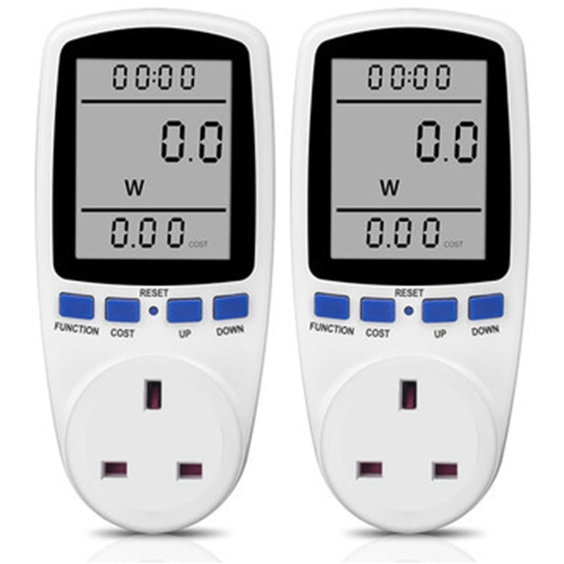 ABHU 3X AC Digital LCD Power Meter Power Meter Power Kwh Electric Energy Meter Measuring Socket Power Analyzer UK Plug