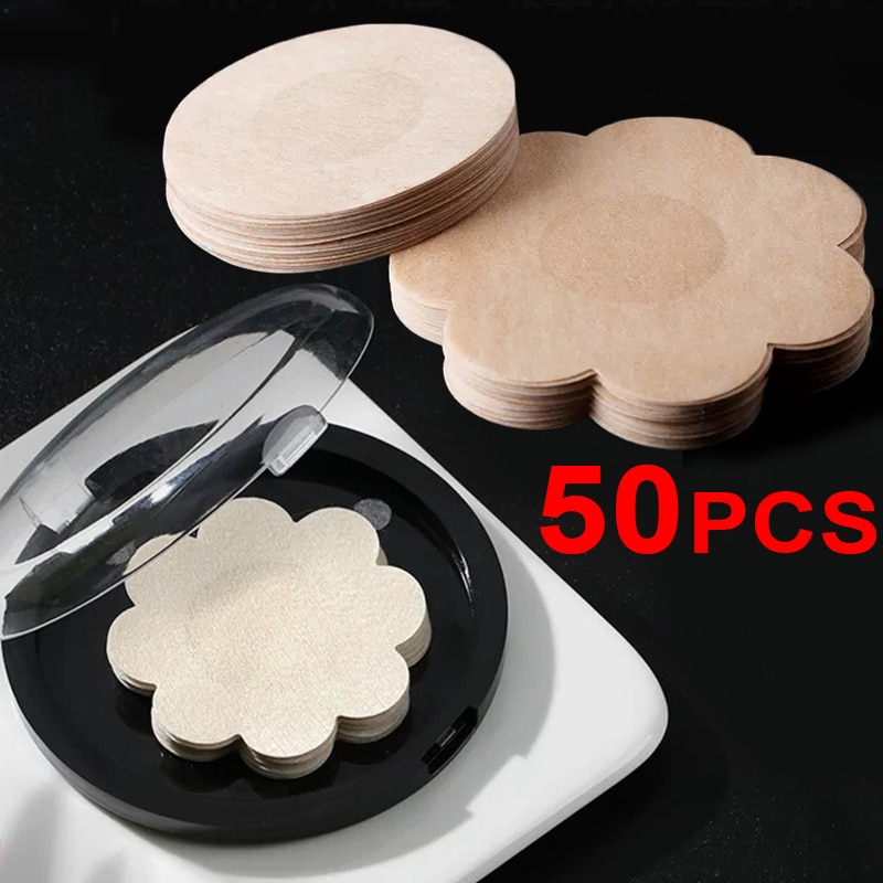 50pcs Women's Invisible Nipple pasties Breast Lift Tape Overlays on Bra Stickers Chest One-off Nipple Covers Pads Accessori