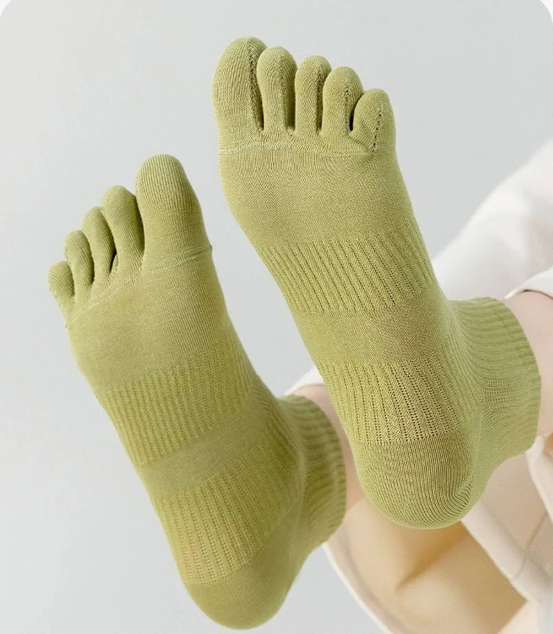 Spring Summer Sports Five-Fingered Socks Women'S Mid-Tube Cotton Sock Absorb Sweat And Deodorant Mesh Breathable Split-Toe 