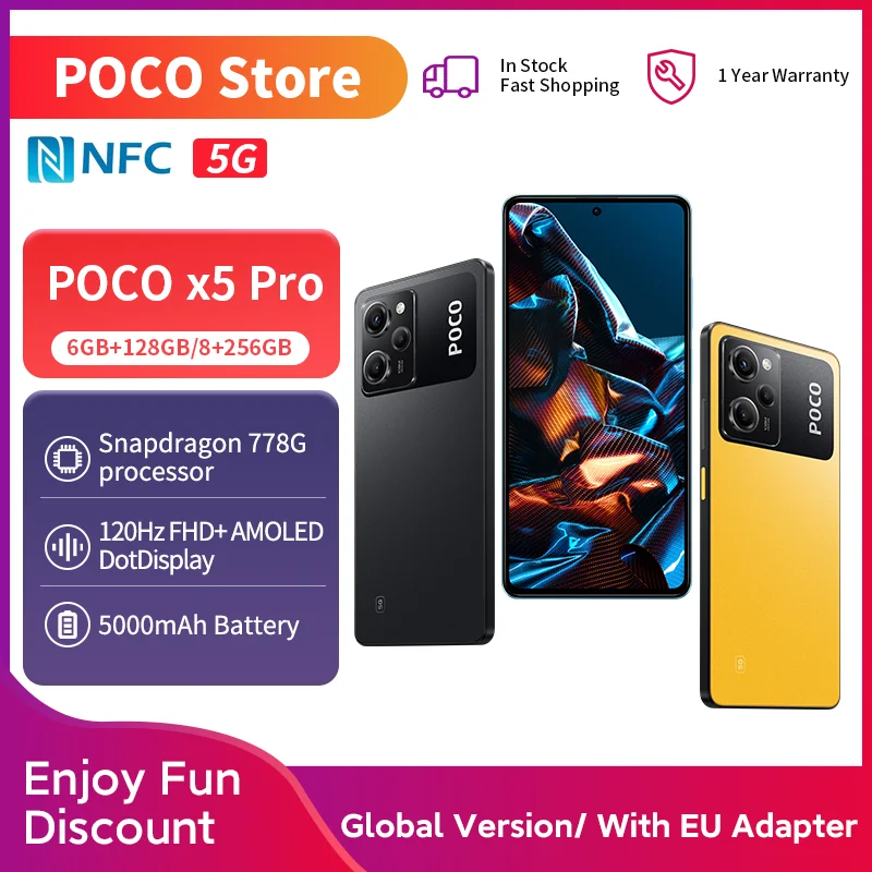 Global Version POCO X5 Pro 5G Smartphone NFC 128GB/256GB Snapdragon 778G 120Hz 6.67"Flow AMOLED 67W 108MP Camera