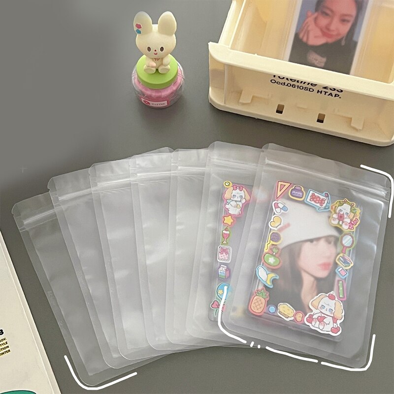 10Pcs Transparent Frosted Self Sealing Bag Matte Bag Food Packaging Bag Candy Sealing Bag Fruit Tea Storage Bag Photo Cards