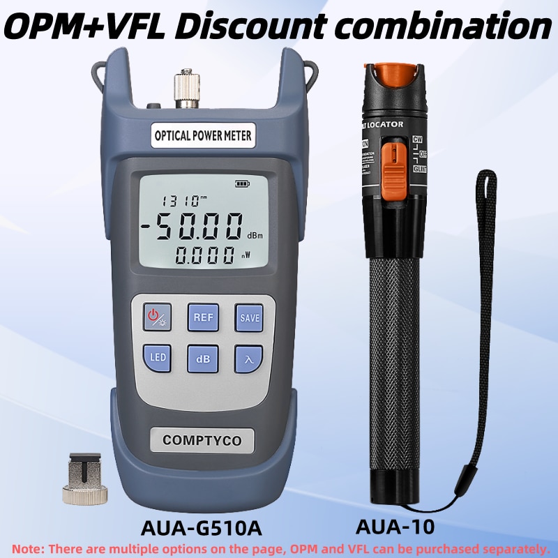 Optical Power Meter(OPM -50 ~+26dBm)&Visual Fault Locator(10/1/20/30/50mw VFL) FTTH Fiber Optic Cable Tester Tool Kit (Optio