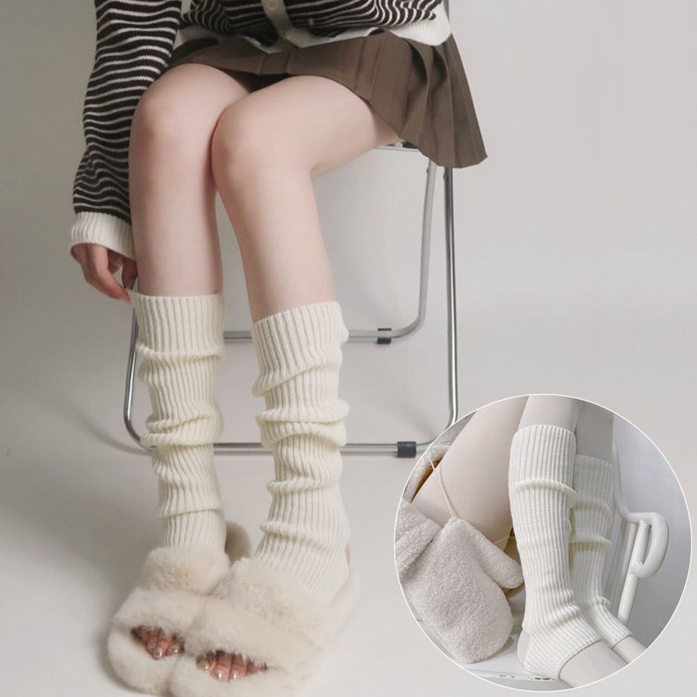 1 Pair Women Girls Knitted Autumn Gaiters Leggings Leg Warmers Knee High Socks Long Footless Socks