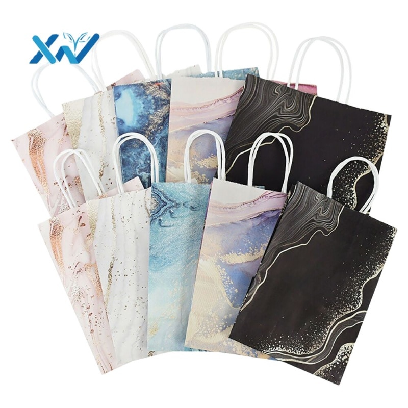 Biodegradable Retail kraft paper bag with twist handle for Restaurant take away paper bag with customized printing