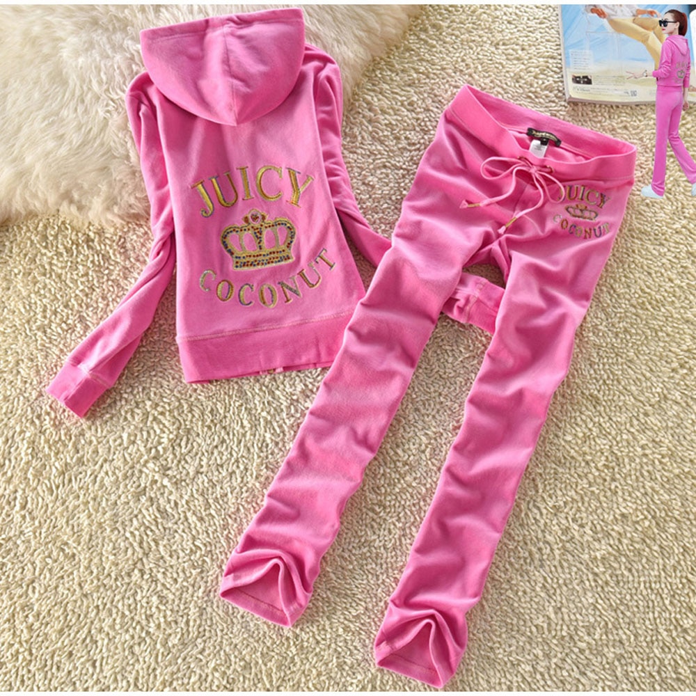 Tracksuit Women Velvet Juicy Tracksuit Track Suit Two Piece Set Hooded Sweatsuits for Women Pants Stes
