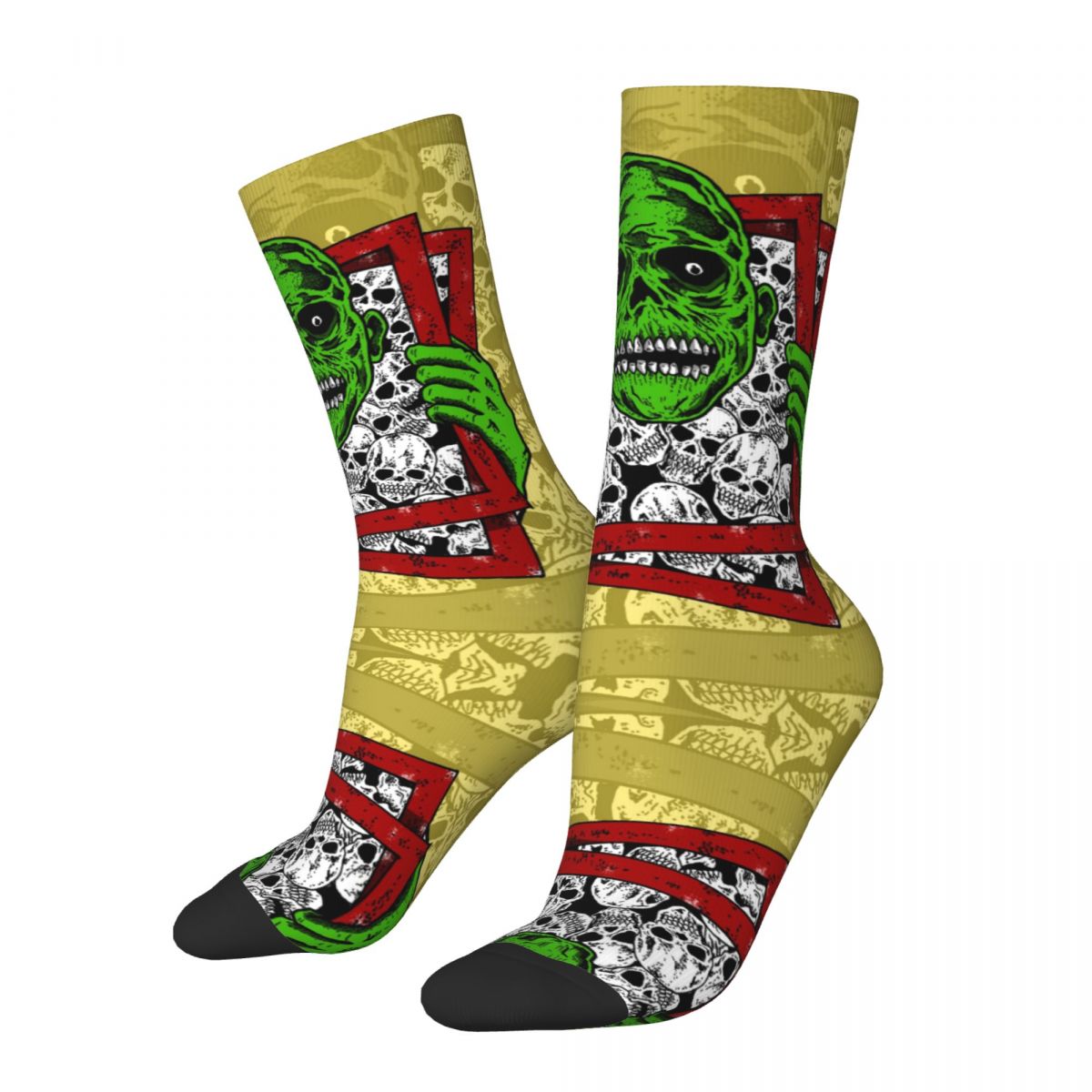 Hip Hop Retro Zombie Head Crazy Men's Compression Socks Unisex Skull Heads Harajuku Seamless Printed Novelty Happy Crew Soc