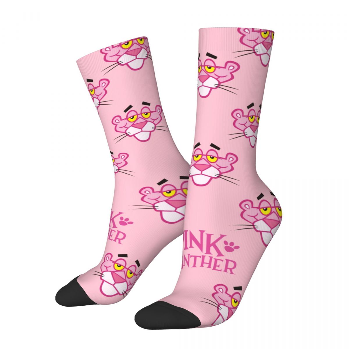 Pink Panther Socks Men's Women's Polyester Funny Happy Leopard Head Cartoon Socks Harajuku Spring Summer Winter Socks 