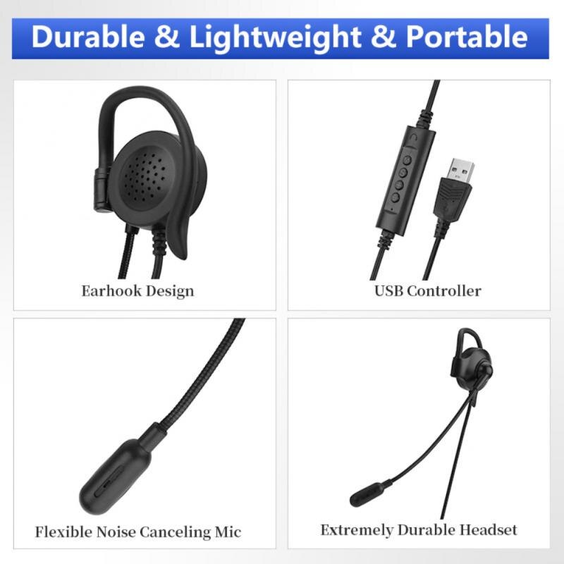 Single Side Wired Office Headset With Microphone For Clear Call In The Call Center Ear Hook USB Wire Control 3.5mm AUX Earphone