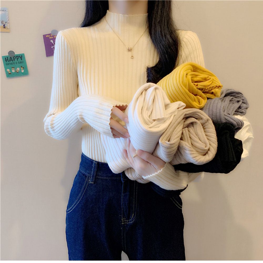 Slim Warm Autumn Winter Long-sleeve Sweater Bottoming Shirt Half Turtlenecks Knitted Pullover