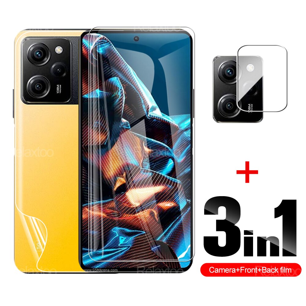 3IN1 Full Cover Tempered Screen Glass For Xiaomi Poco X5 Pro 5G Camera Lens Films And Hydrogel Post Films Protective Glass