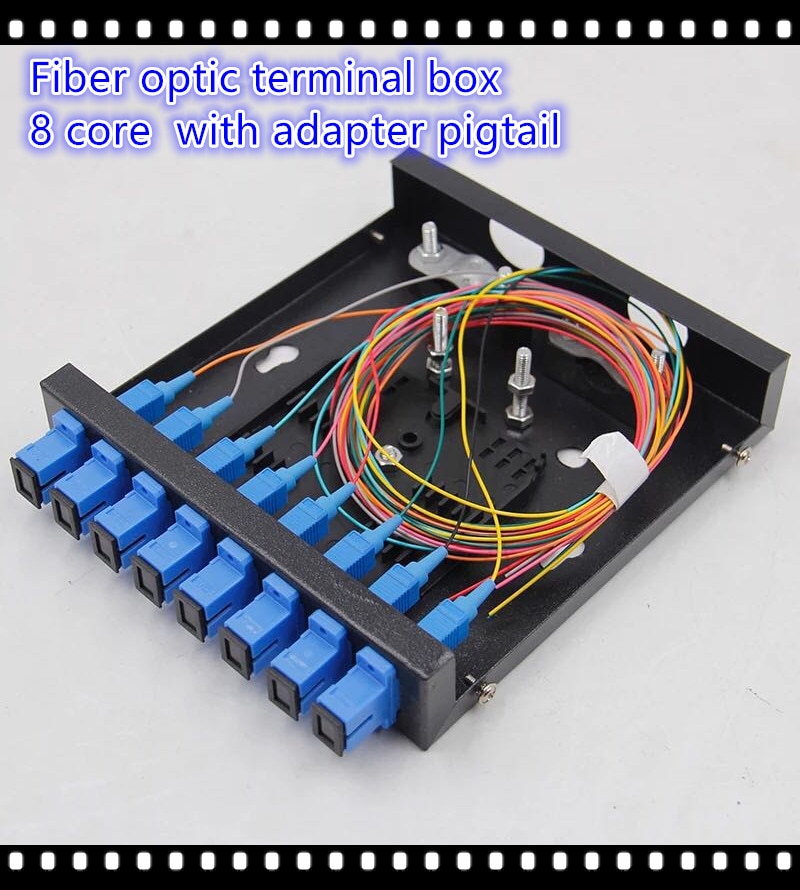 Fiber optic terminal box 8 Ports CATV Fiber optical Patch Panel 8 core Desktop Type SC FPC with adapter pigtail Free Shipping