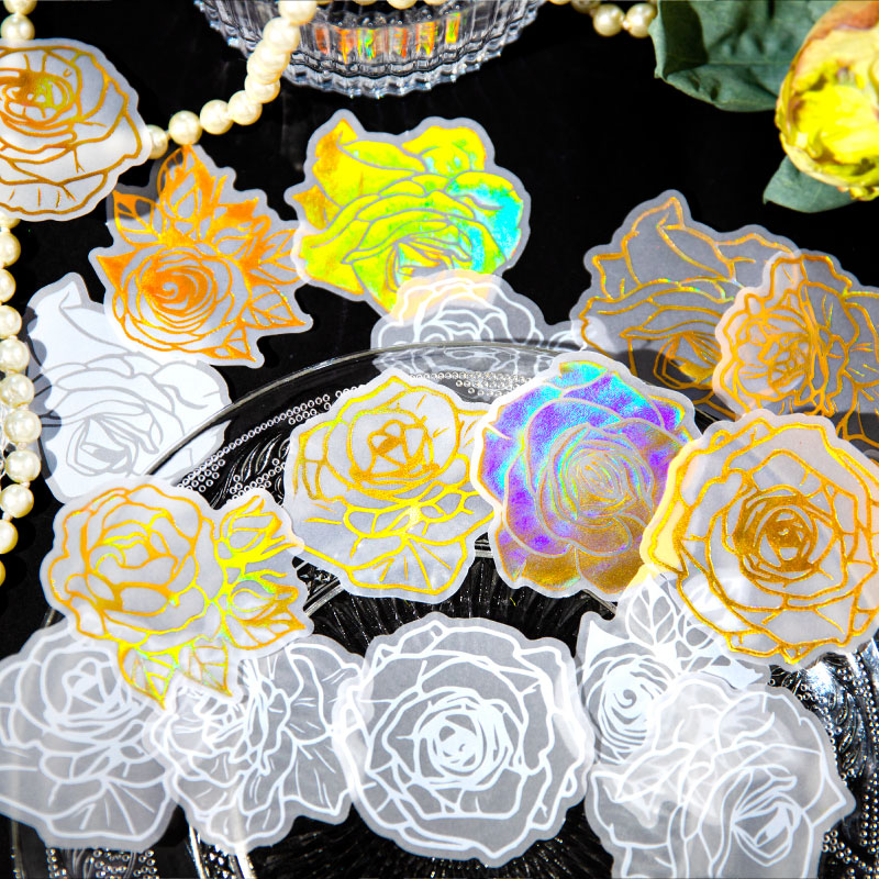 20Pcs Stickers Gold Bronzing Garden Transparent Packaging Decorative Material Collage Scrapbook Diary Stationery 125*85MM