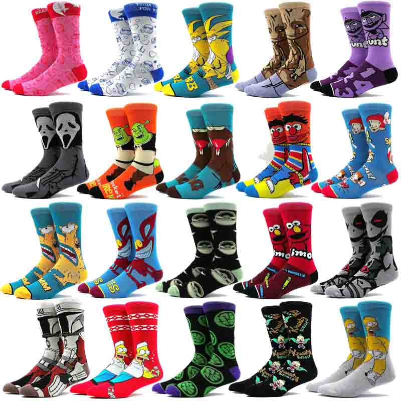 2023 new funny street crew cartoon movie women's socks cotton stockings men's cosplay leg socks personality hip hop so