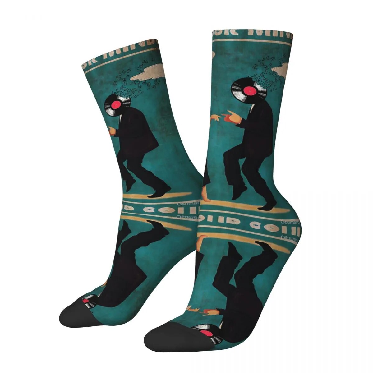 Funny Happy Men's compression Socks Pulp Fiction Retro Harajuku Doodle Art Hip Hop Novelty Casual Crew Crazy Sock Gift Prin