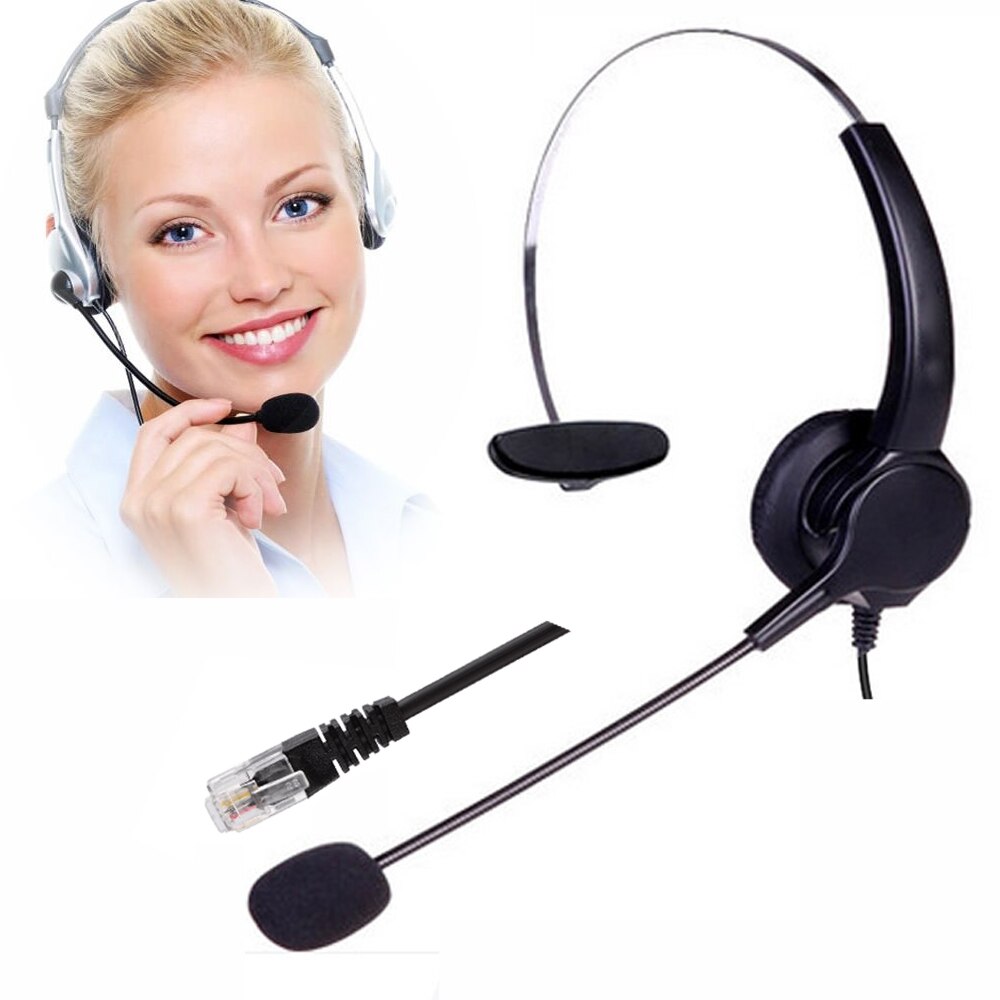 High Quality Telephone Headset with Microphone Corded Call Center Telephone Headphones Noise Cancelling Monural PhoneHeadset Rj9