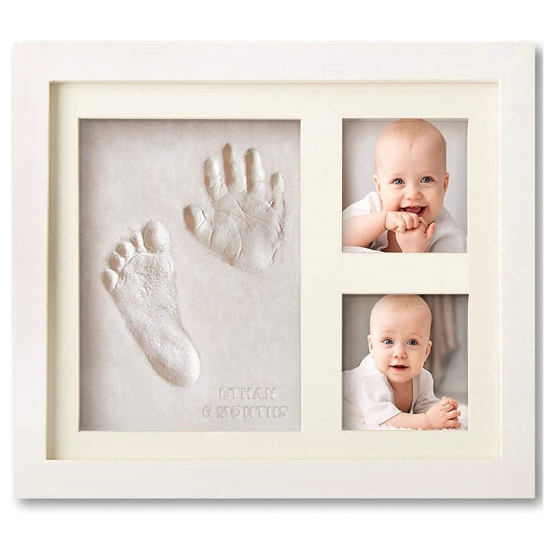 Hand Foot Print Photo Frame Wholesale Baby Ink Mud Baby Hand and Foot Print Diy Photo Frame Hollow Baby One Year Old Footprint