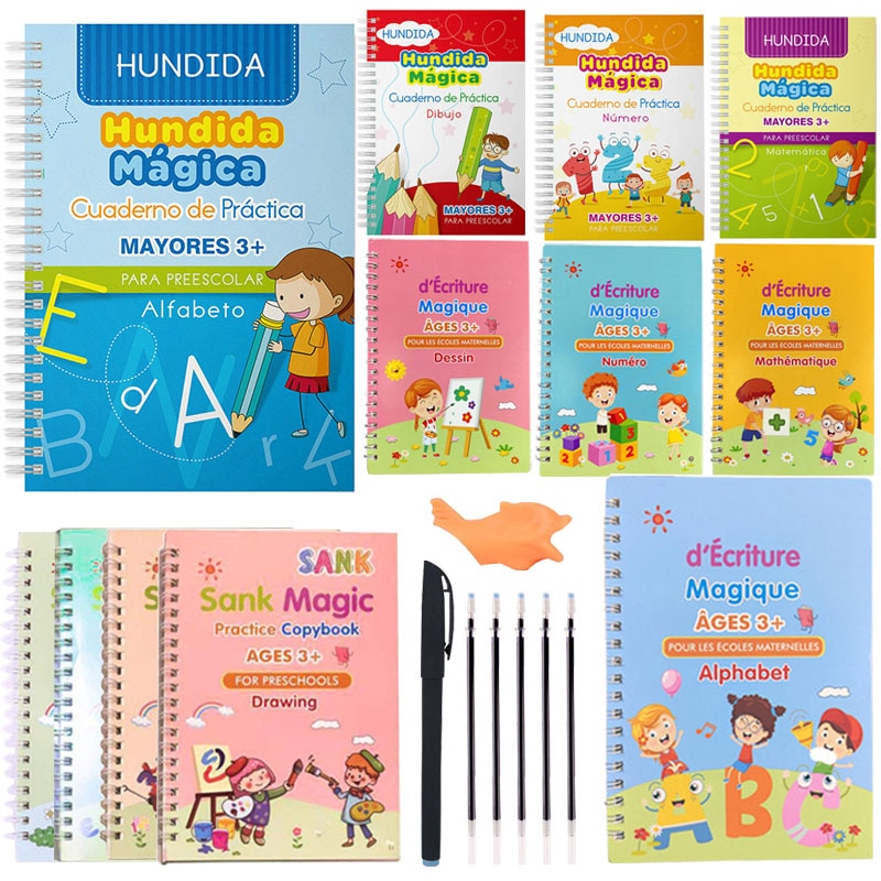 Spanish Montessori 3D Copybook Reusable Calligraphy SANK Magic Book Children's Notebook For Calligraphy Handwriting Writing