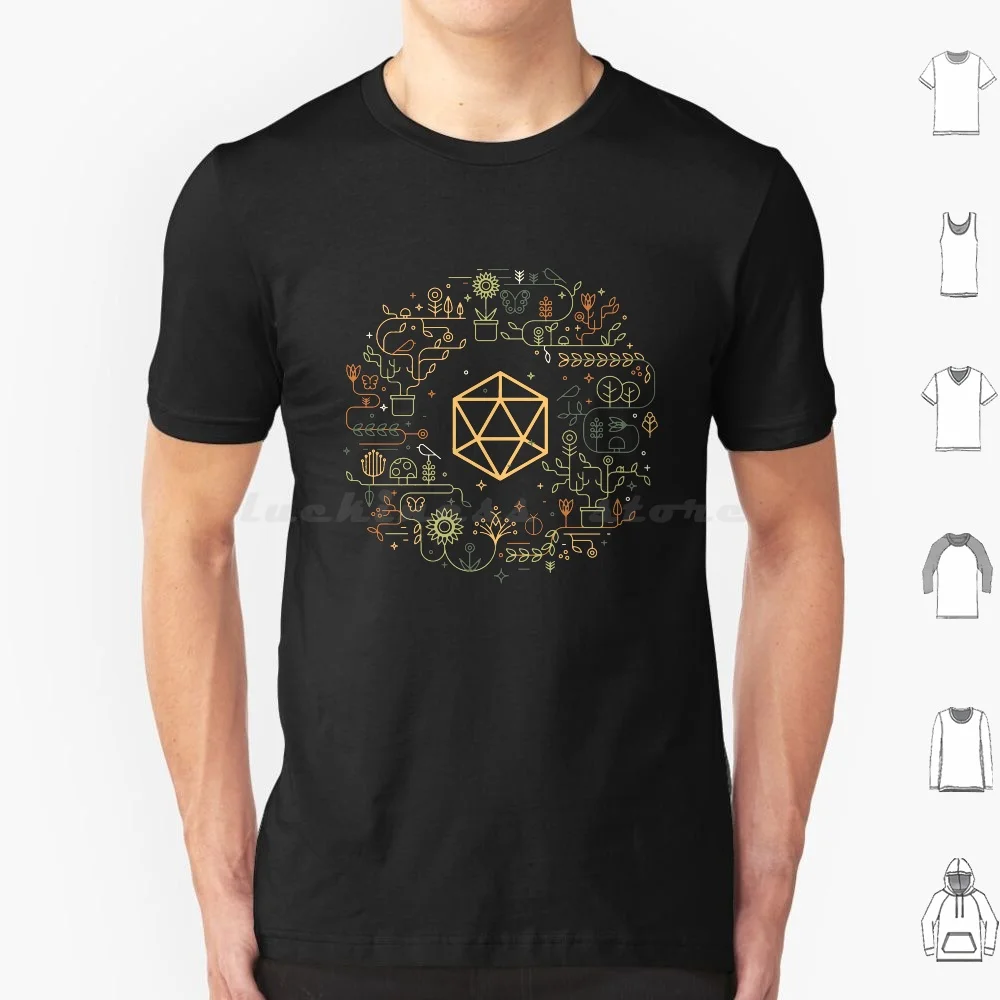 Polyhedral D20 Dice Of The Druid Minimalist Tabletop Rpg Addict T Shirt Big Size 100% Cotton And Dnd D20 Dice D20 Druid D And D