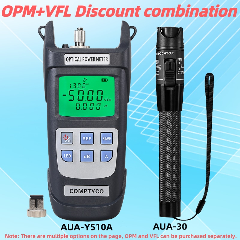 FTTH Fiber Tester Tool Kit (Optional) AUA-Y510A (OPM -50 ~+26dBm)Optical Power Meter&(30/1/10/20/50mw VFL)Visual Fault Locat