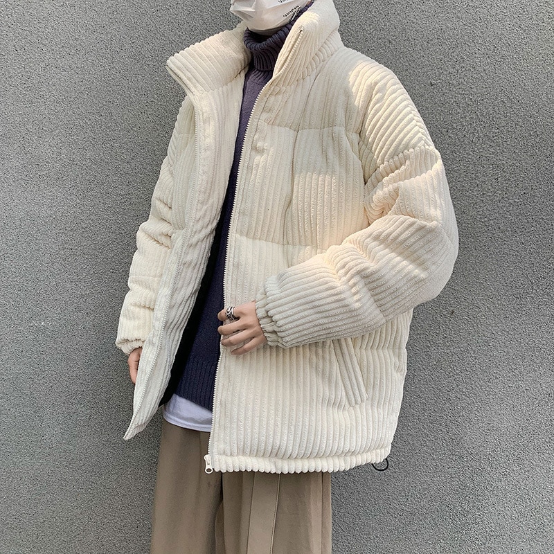 Corduroy Winter Coat Men Puffer Jacket Autumn and Winter New Korean Style Long Ladies Over-the-knee Cotton Padded Keep Warm