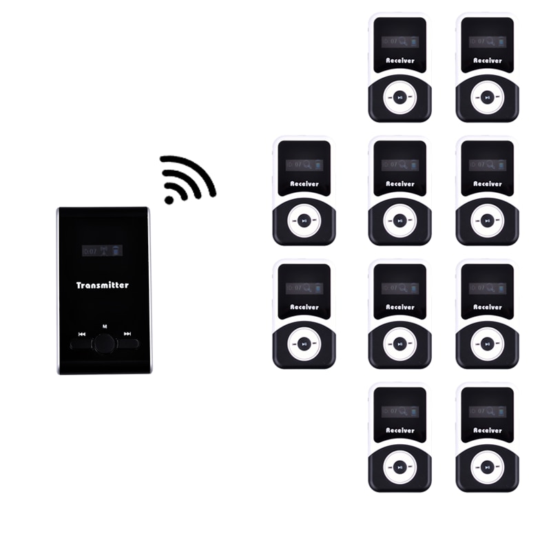 Wireless Tour Guide System 2 Transmitters+10 Receivers For Museum Excursion Factory Training Church Translation