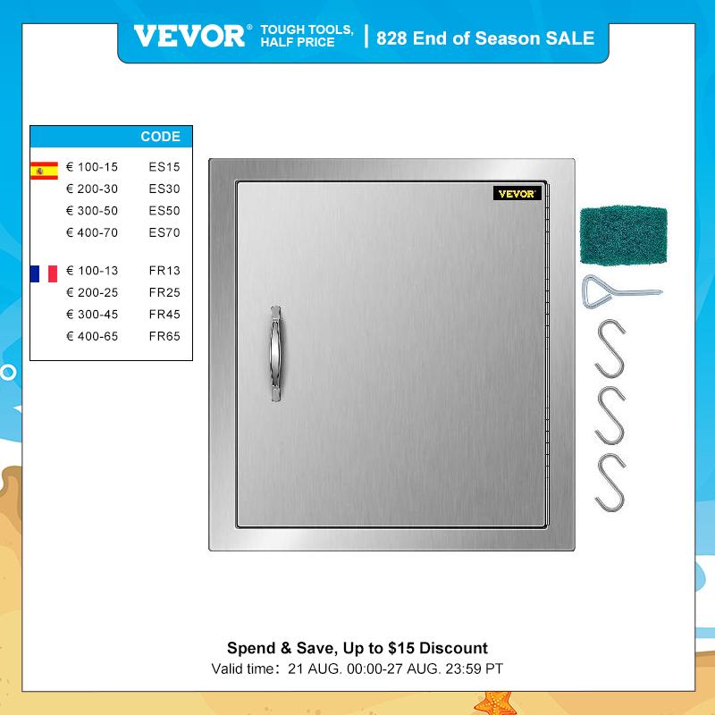 VEVOR Multi-Size BBQ Island Single Doors W/ Handle Magnet Block Stainless Steel Durable for Any Weather Outdoor Kitchen Cabinet