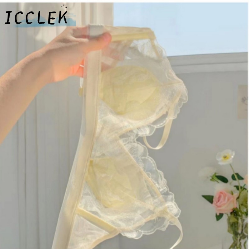 ICCLEK French girl triangle cup ultra-thin underwear New2023Hot-selling bra with big chest and small pure desire #313