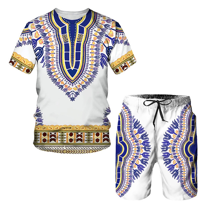 Summer Retro Style Oversized T-shirt Shorts Set Vintage Tops Classical Fashion Men's Clothing Suit 2 PIece Set Women's