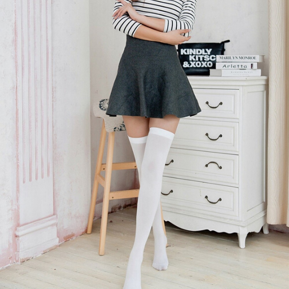Nylon high knee socks for girls fashion opaque thigh high stockings girls on stockings ladies long sexy socks