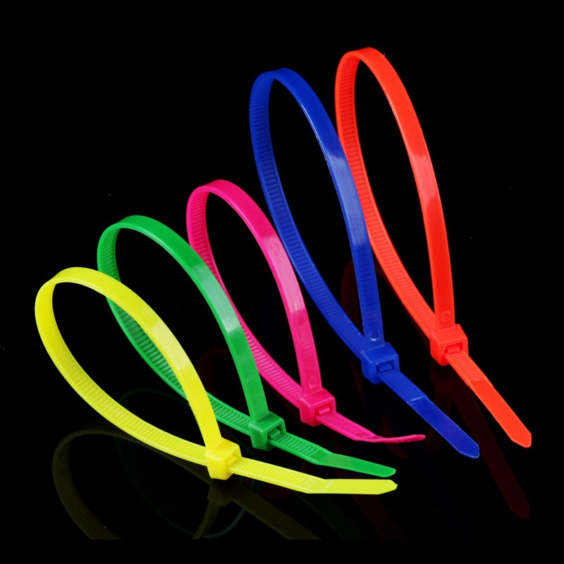100PCS Color High Temperature Resistant and Corrosion-resistant Plastic Nylon Cable Ties Bundle Wire Binding Buckle
